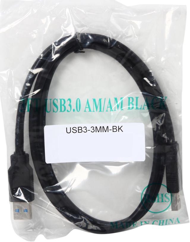 Alt view image 3 of 3 - Nippon Labs USB3-3MM-BK 3 ft. Black USB 3.0 A Male to A Male Cable