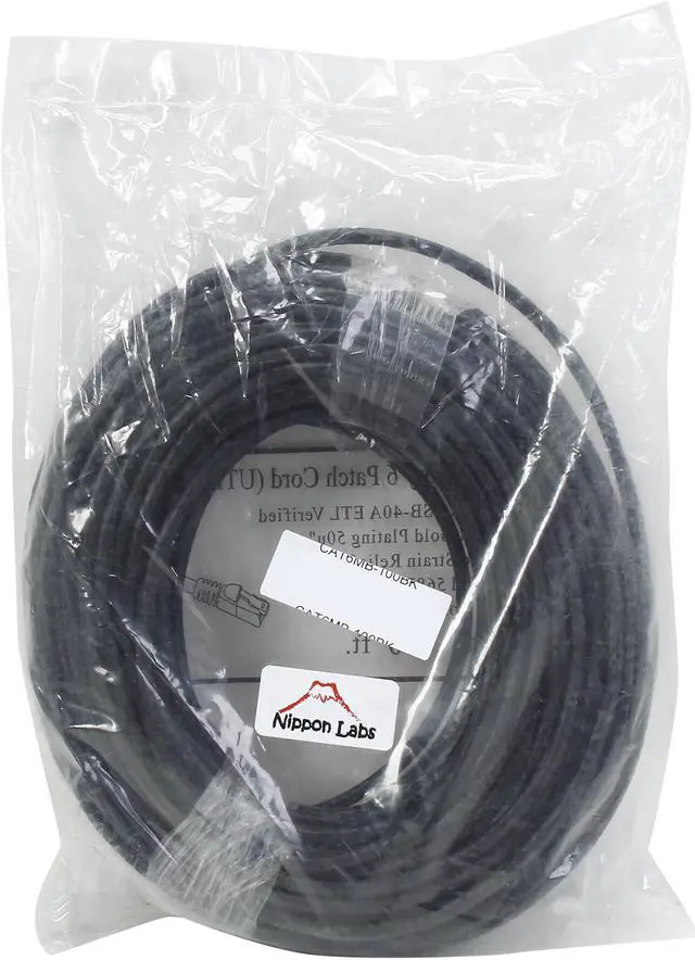 Alt view image 3 of 3 - Nippon Labs CAT6MB-100BK 100 ft. Cat 6 Black UTP Injection Molded Boot Patch 100ft Cables 100 feet - OEM