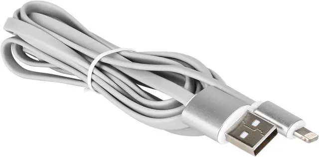 Alt view image 2 of 2 - Nippon Labs USB-LI-6-SL Silver Aluminum MFI Lightning Flat Cable with Silver Connetors and Silver Cable - OEM