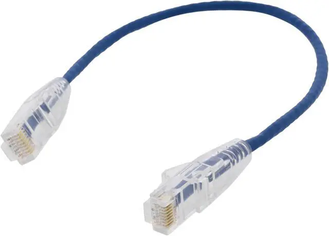 Alt view image 2 of 2 - Nippon Labs 28 AWG Snagless Ultra Slim Cat6 Ethernet Patch Cable - Network Internet Cord - RJ45, Stranded, 550Mhz, UTP, - 1ft, Blue