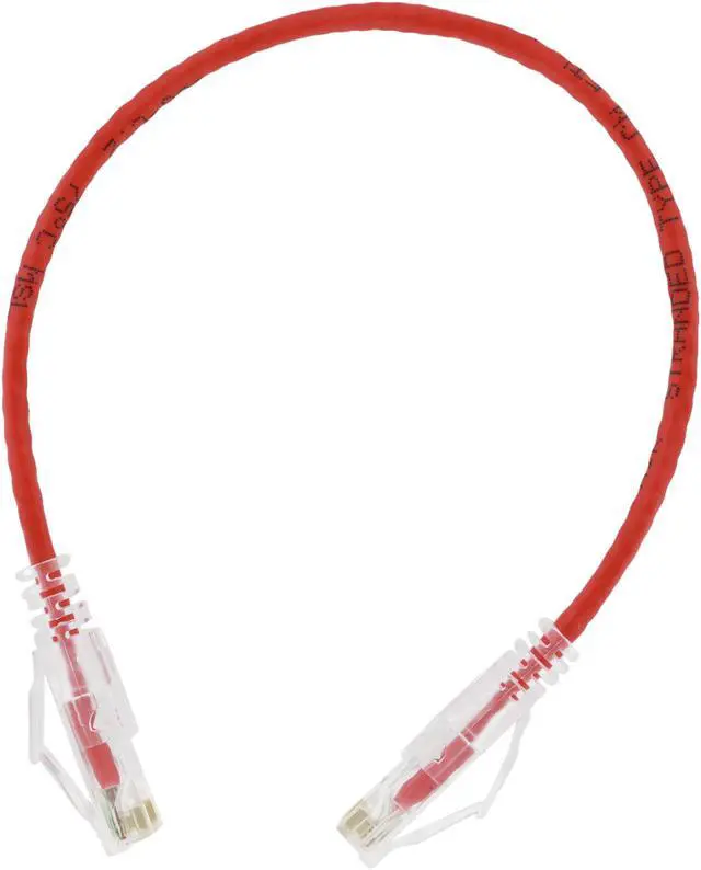 Alt view image 2 of 2 - Nippon Labs 28 AWG Snagless Ultra Slim Cat6  Ethernet Patch Cable - Network Internet Cord - RJ45, Stranded, 550Mhz, UTP, - 1ft, Red