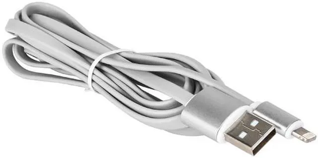 Alt view image 2 of 2 - Nippon Labs USB-LI-6-SL-5P Silver Aluminum MFI Lightning Flat Cable with Silver Connectors and Silver Cable - 5 Packs