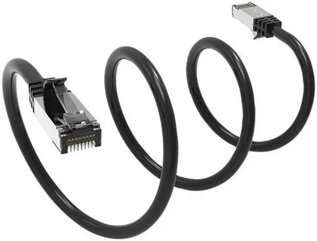 Alt view image 2 of 2 - Nippon Labs Cat8 RJ45 10ft Ethernet Patch Internet Network LAN Cable, In/Outdoor, 26AWG, Shielded Latest 40Gbps 2000MHz, Weatherproof S/ftP -in Wall, Outdoor for Gaming/Router/Modem/PC/Switch (Black)