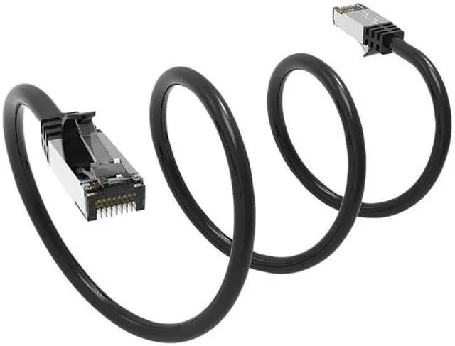 Alt view image 2 of 2 - Nippon Labs Cat8 RJ45 5ft Ethernet Patch Internet Network LAN Cable, In/Outdoor, 26AWG, Shielded Latest 40Gbps 2000MHz, Weatherproof S/ftP -in Wall, Outdoor for Gaming/Router/Modem/PC/Switch (Black)