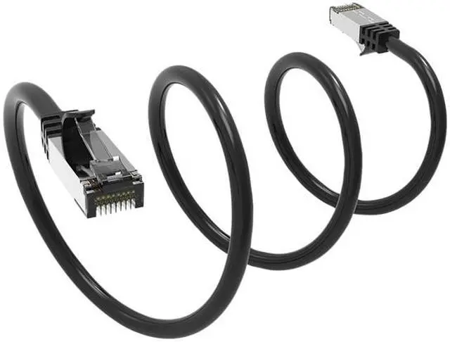 Alt view image 2 of 2 - Nippon Labs Cat8 RJ45 3ft Ethernet Patch Internet Network LAN Cable, In/Outdoor, 26AWG, Shielded Latest 40Gbps 2000MHz, Weatherproof S/ftP -in Wall, Outdoor for Gaming/Router/Modem/PC/Switch (Black)