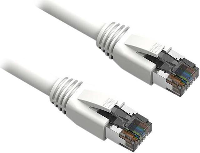 Nippon Labs Cat8 RJ45 50FT Ethernet Patch Internet Network LAN Cable,  Indoor/Outdoor, 24AWG, Shielded Latest 40Gbps 2000Mhz, Weatherproof S/FTP  for Router, PS4, PS5, Xbox, PoE, Switch, Modem (White) 