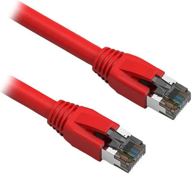 Main image of Nippon Labs Cat8 RJ45 0.5FT Ethernet Patch Internet Network LAN Cable, Indoor/Outdoor, 24AWG, Shielded Latest 40Gbps 2000Mhz, Weatherproof S/FTP for Router, PS4, PS5, Xbox, PoE, Switch, Modem (Red)