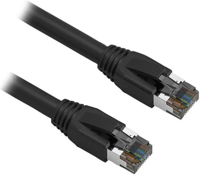 Main image of Nippon Labs Cat8 RJ45 1FT Ethernet Patch Internet Network LAN Cable, Indoor/Outdoor, 24AWG, Shielded Latest 40Gbps 2000Mhz, Weatherproof S/FTP for Router, PS4, PS5, Xbox, PoE, Switch, Modem (Black)