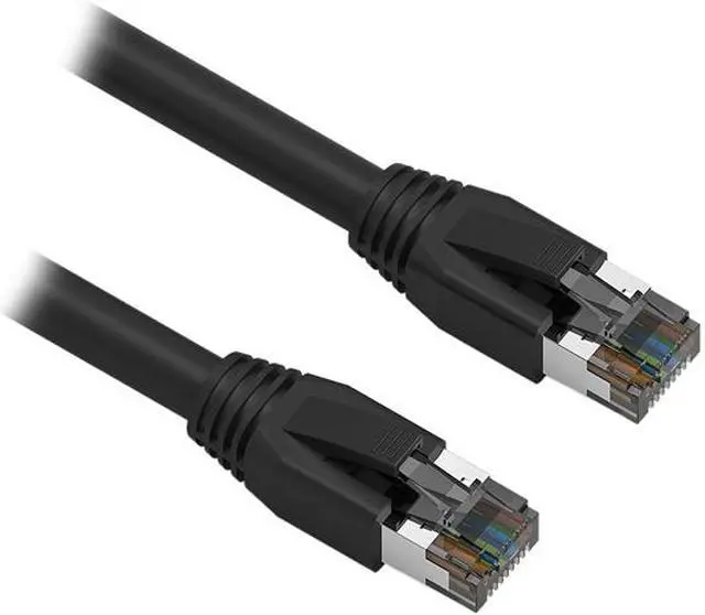 Main image of Nippon Labs Cat8 RJ45 0.5FT Ethernet Patch Internet Network LAN Cable, Indoor/Outdoor, 24AWG, Shielded Latest 40Gbps 2000Mhz, Weatherproof S/FTP for Router, PS4, PS5, Xbox, PoE, Switch, Modem (Black)