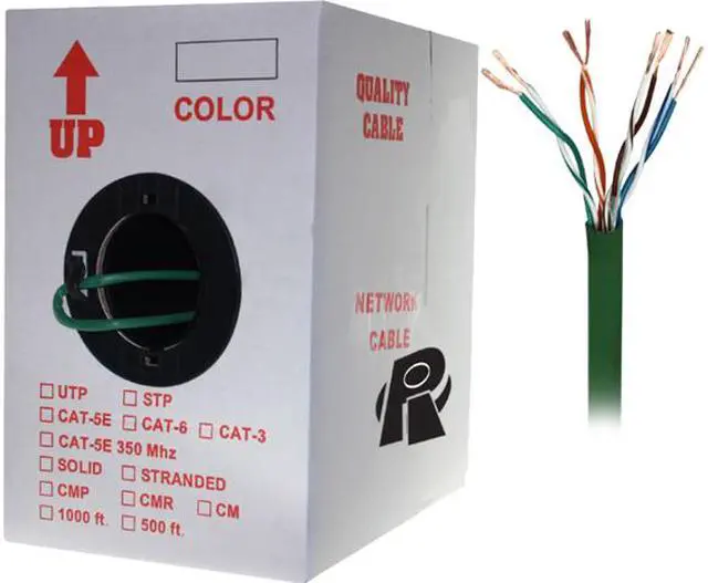 Main image of Nippon Labs 50CP-C6-ST-1K-GN 1000 ft. Bare Copper 24AWG Cat6 Bulk Cable, Stranded Wire - Green