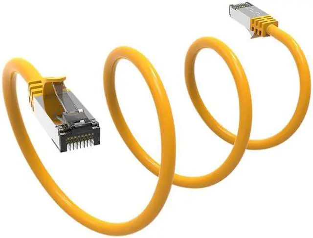 Alt view image 2 of 2 - Nippon Labs Cat8 RJ45 7ft Ethernet Patch Internet Network LAN Cable, In/Outdoor, 26AWG, Shielded Latest 40Gbps 2000MHz, Weatherproof S/ftP -in Wall, Outdoor for Gaming/Router/Modem/PC/Switch (Yellow)