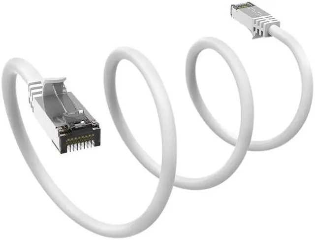 Alt view image 2 of 2 - Nippon Labs Cat8 RJ45 2ft Ethernet Patch Internet Network LAN Cable, In/Outdoor, 26AWG, Shielded Latest 40Gbps 2000MHz, Weatherproof S/ftP -in Wall, Outdoor for Gaming/Router/Modem/PC/Switch (White)
