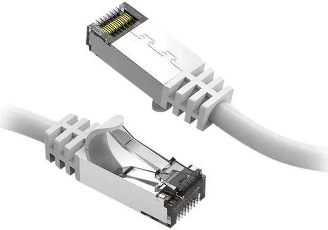Main image of Nippon Labs Cat8 RJ45 1ft Ethernet Patch Internet Network LAN Cable, In/Outdoor, 26AWG, Shielded Latest 40Gbps 2000MHz, Weatherproof S/ftP -in Wall, Outdoor for Gaming/Router/Modem/PC/Switch (White)