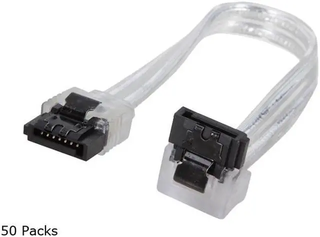 Main image of Nippon Labs S3L0.5-90/180SL-50P 6 in. SATA III Male to Male Latching Cable(Flat to Right Angle), Silver - 50 Packs