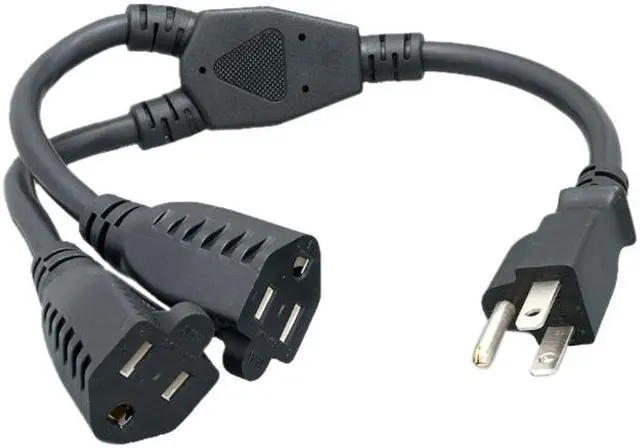 Main image of Nippon Labs 16 AWG 1-to-2 Power Cord Splitter (NEMA 5-15P to NEMA 5-15R X2), SJT, Black Color, 36 inch Power Cord, 30POW-10W1-21236-Y