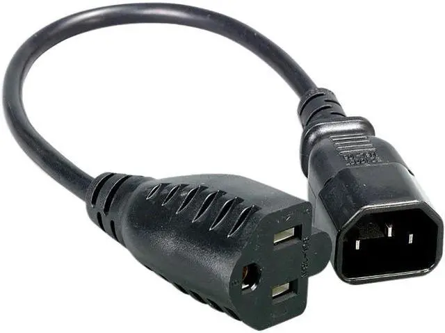 Main image of Nippon Labs 18 AWG AC Power Adapter Cord C14 to NEMA 5-15R, SVT 18AWG 10A 125V, 1 ft. NEMA5-15R/IEC320 C14, Black Power Adapter