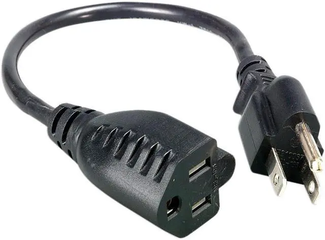 Main image of Nippon Labs 16 AWG Power Cord Extension, NEMA5-15P/5-15R, SJT 13A 125V, 1 ft. Black Power Cable