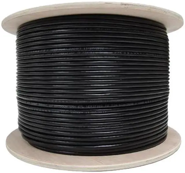 Alt view image 2 of 3 - Nippon Labs CAT5E STP (Shielded) Outdoor Bulk Ethernet Cable w/ Drain Wire, w/ Messenger, Outdoor PE Jacket, 24 AWG, CMX, Wooden Spool, Aerial Shielded Solid Copper CMX, 1000 ft. Black Networking Cable