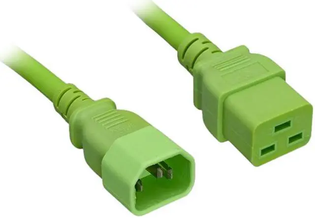 Main image of Nippon Labs 14 AWG C14 / C19 Power Cord, IEC-60320-C14 to IEC-60320-C19, SJT, 15A/250V, 3 ft. Green Power Cable