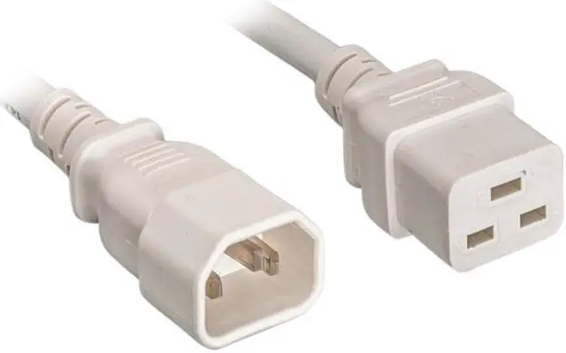 Main image of Nippon Labs 14 AWG C14 / C19 Power Cord, IEC-60320-C14 to IEC-60320-C19, SJT, 15A/250V, 2 ft. White Power Cable