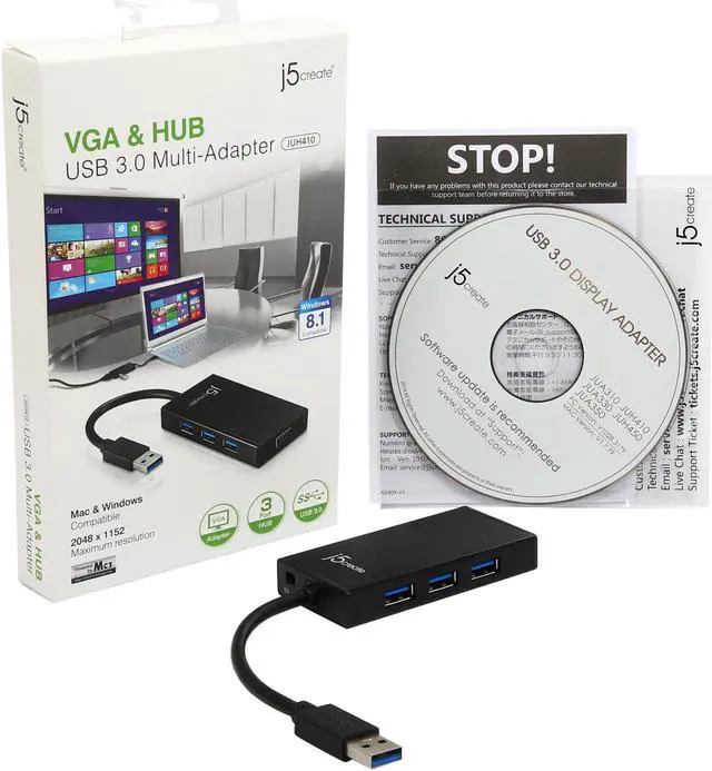 Alt view image 6 of 6 - J5create USB 3.0 VGA & 3-Port HUB