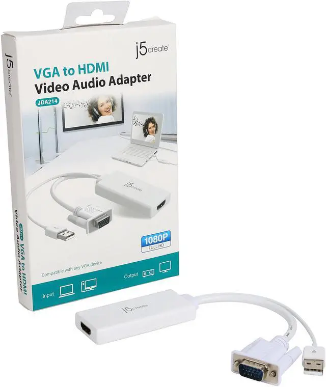 Alt view image 3 of 8 - j5create VGA to HDMI Video Audio Adapter with Built-in USB Power Cable