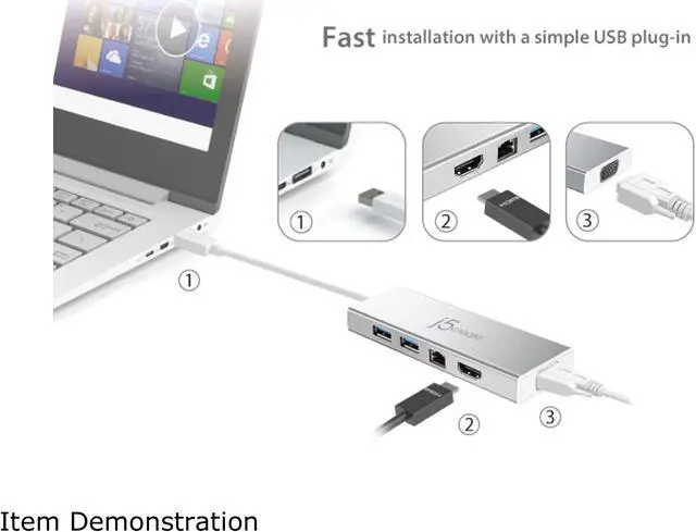 Alt view image 4 of 7 - j5create JUD380 USB 3.0 Mini Dock