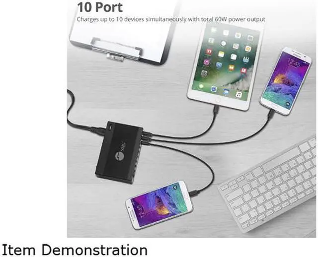 Alt view image 4 of 5 - SIIG 60W 10-Port USB Charger