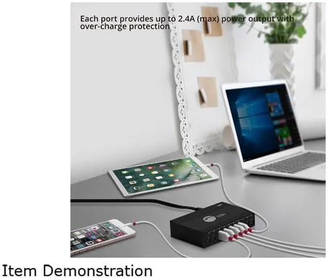 Alt view image 5 of 5 - SIIG 60W 10-Port USB Charger