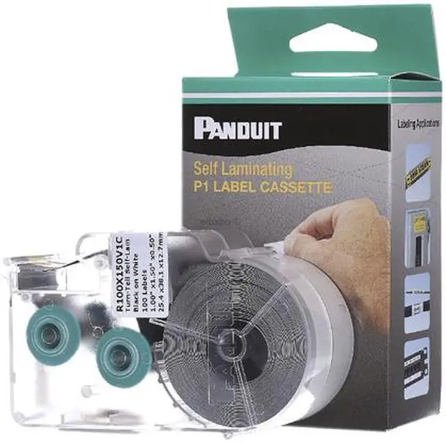 Alt view image 7 of 7 - Panduit R100X150V1C Self-Laminating Cable/Wire Label Cassette for LS8E/LS8EQ HandHeld Thermal Transfer Printer, White