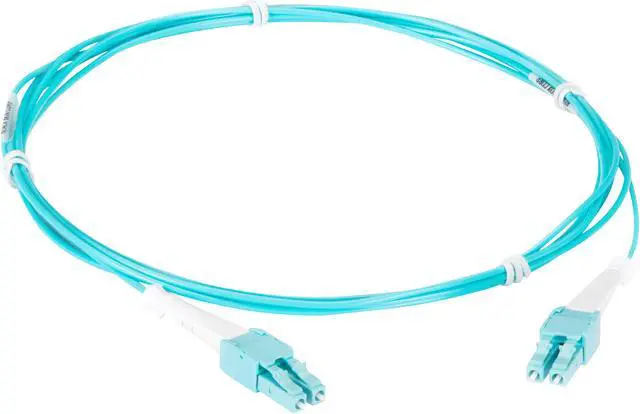 Alt view image 2 of 2 - Black Box EFNT410-002M-LCLC 6.5 ft OM4 50/125 Multimode Fiber Optic Patch Cable - Reversible Polarity, Push-Pull Tab Connectors, OFNR PVC, LC-LC, Aqua