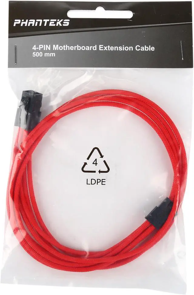 Alt view image 3 of 3 - Phanteks PH-CB4P_RD 1.64 ft. (0.50m) 4 Pin M/B Premium Sleeved Extension Cable