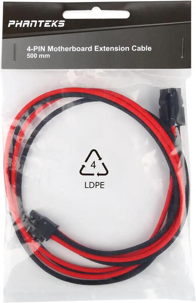 Alt view image 3 of 3 - Phanteks PH-CB4P_BR 1.64 ft. (0.50m) 4 Pin M/B Premium Sleeved Extension Cable