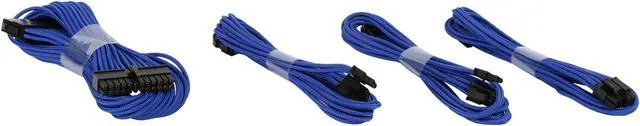 Alt view image 2 of 3 - Phanteks PH-CB-CMBO_BL Universal Extension Cables Kit (PH-CB-CMBO) - 1x 24pin ATX, 1x 8pin (4+4) EPS, 2x 8pin (6+2) PCI-e Extension, 500mm Length, Individually Sleeved, Blue Color