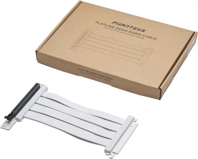 Alt view image 5 of 5 - Phanteks PH-CBRS4.0_FL22_WT01 220mm Flat Line PCI-E gen4.0 x16 Rise Cable, 90o Adapter, White