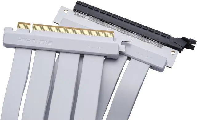 Alt view image 2 of 5 - Phanteks PH-CBRS4.0_FL22_WT01 220mm Flat Line PCI-E gen4.0 x16 Rise Cable, 90o Adapter, White