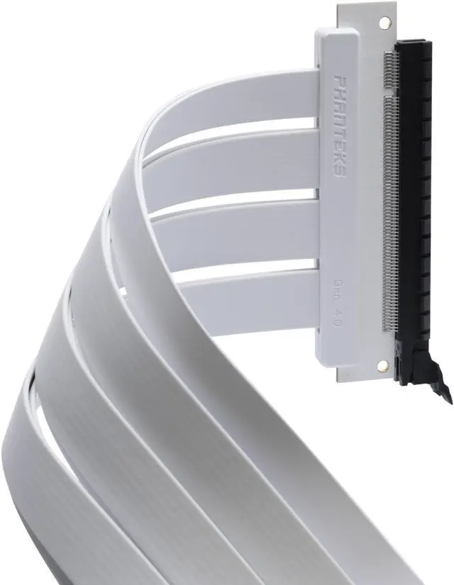 Alt view image 3 of 5 - Phanteks PH-CBRS4.0_FL22_WT01 220mm Flat Line PCI-E gen4.0 x16 Rise Cable, 90o Adapter, White