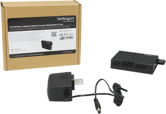 Alt view image 6 of 6 - StarTech MCM110ST2 10/100 Multi Mode Fiber Copper Fast Ethernet Media Converter ST 2 km - UTP to 100Base-Fx - Fiber Optic Media Converter MM