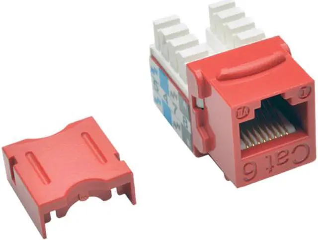 Main image of Tripp Lite Cat6/Cat5e 110 Style Punch Down Keystone Jack, Red, 25-Pack, TAA (N238-025-RD)