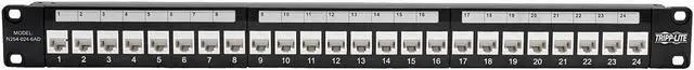 Alt view image 3 of 5 - Tripp Lite 24-Port Cat6a Patch Panel w/ Down-Angled Ports RJ45 Ethernet 1U Rackmount TAA (N254-024-6AD)