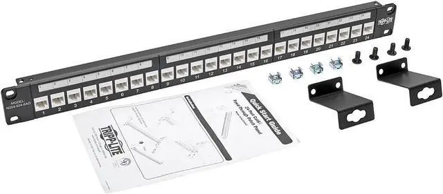 Alt view image 5 of 5 - Tripp Lite 24-Port Cat6a Patch Panel w/ Down-Angled Ports RJ45 Ethernet 1U Rackmount TAA (N254-024-6AD)