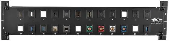 Alt view image 4 of 4 - Tripp Lite 24-Port 2U Rack-Mount Unshielded Blank Keystone/Multimedia Patch Panel, RJ45 Ethernet, USB, HDMI, Cat5e/6 (N062-024-KJ)