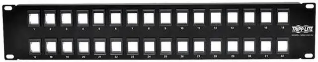 Alt view image 2 of 4 - Tripp Lite 32-Port 2U Rack-Mount Unshielded Blank Keystone/Multimedia Patch Panel, RJ45 Ethernet, USB, HDMI, Cat5e/6 (N062-032-KJ)