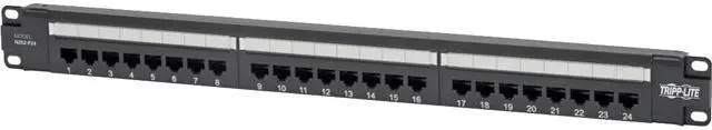 Main image of Tripp Lite Cat6 PoE Patch Panel 24-Port 110/Krone 568A/B RJ45 1URM TAA (N252-P24)
