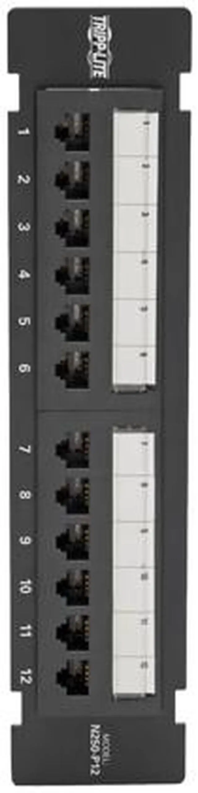 Alt view image 3 of 5 - Tripp Lite Cat6 Wall-Mount PoE Patch Panel 12-Port 110/Krone 568A/B RJ45 (N250-P12)