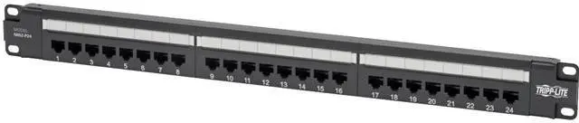 Main image of Tripp Lite Cat5 / Cat5e PoE Patch Panel 24-Port 110 568A/B RJ45 1URM TAA (N052-P24)