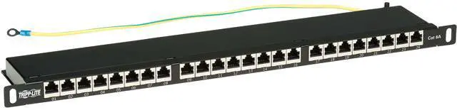 Main image of Tripp Lite Cat6a 24-Port High-Density Patch Panel - Shielded, Dual IDC, 568A/B, RJ45 Ethernet, 0.5U Rack-Mount (N252A-024-HUSHK)