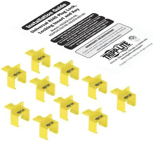 Alt view image 4 of 4 - TRIPP LITE N2LPLUG-010-YW Universal RJ45 Locking Inserts, Yellow, 10 Pack