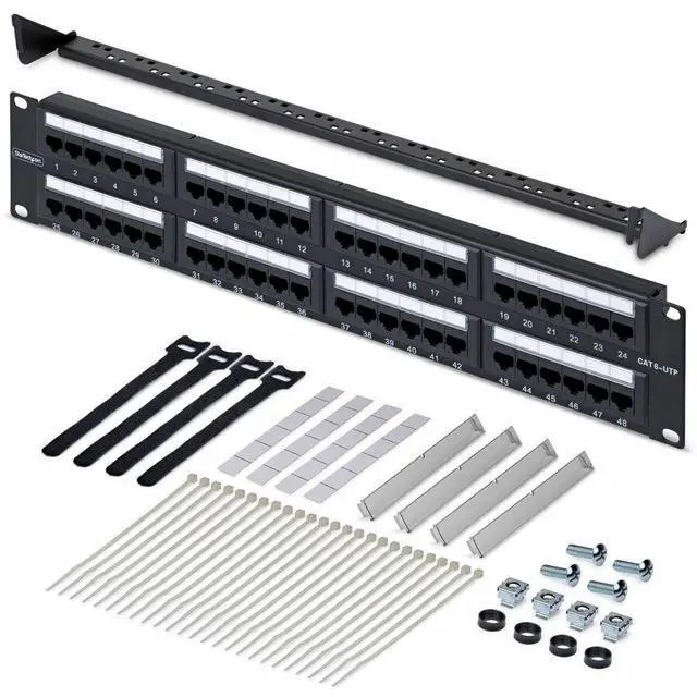 Alt view image 3 of 3 - StarTech 48-Port 2U Rackmount Cat6 Patch Panel - RJ45 - UTP - 110 Punch-Down - Cat 6 Ethernet Patch Panel for Network Server Rack - CPANEL48