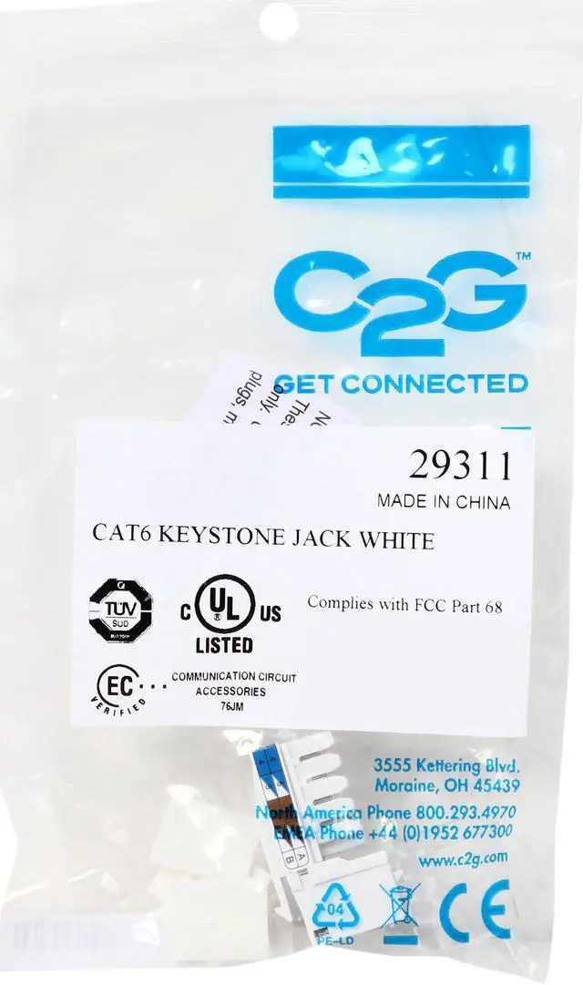 Alt view image 6 of 6 - C2G/Cables To Go 29311 Cat6 RJ45 UTP Keystone Jack - White